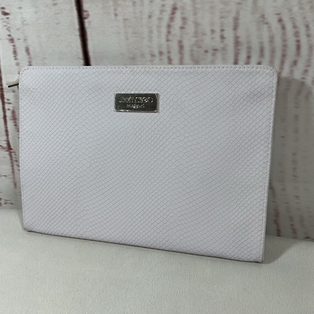 Jimmy Choo Parfums Makeup Cosmetics Bag Snakeskin Faux Leather Toiletry Clutch - Picture 3 of 8